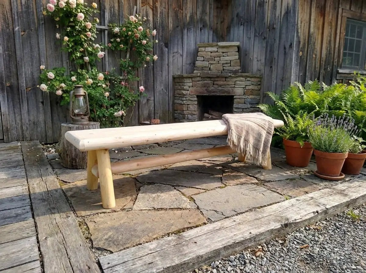 Handmade Solid Wooden Bench by Cedar Creek Rustic Furniture
