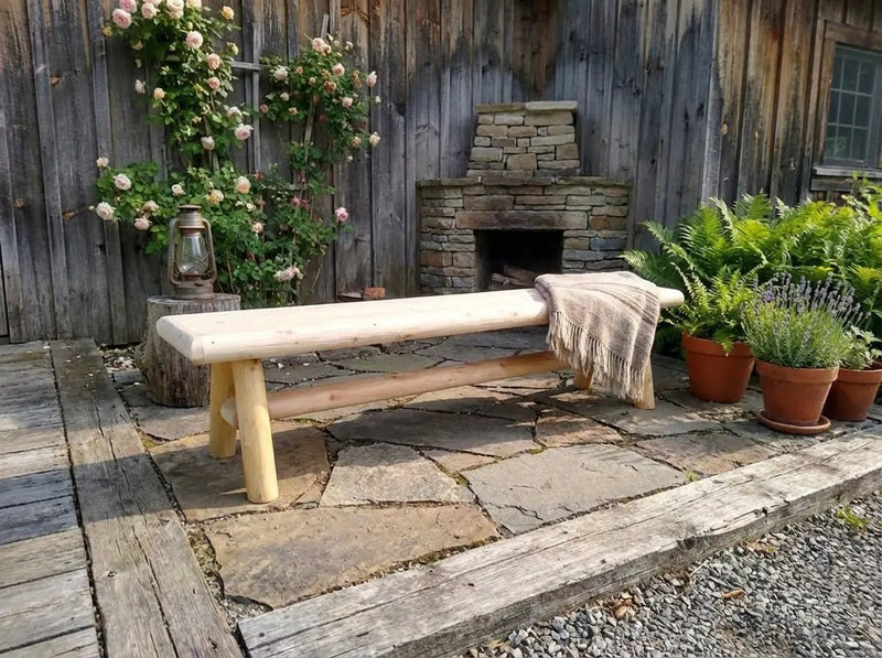 Handmade Solid Wooden Bench by Cedar Creek Rustic Furniture