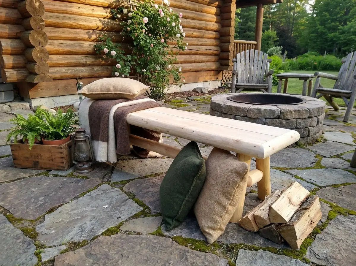 Handmade Solid Wooden Bench by Cedar Creek Rustic Furniture