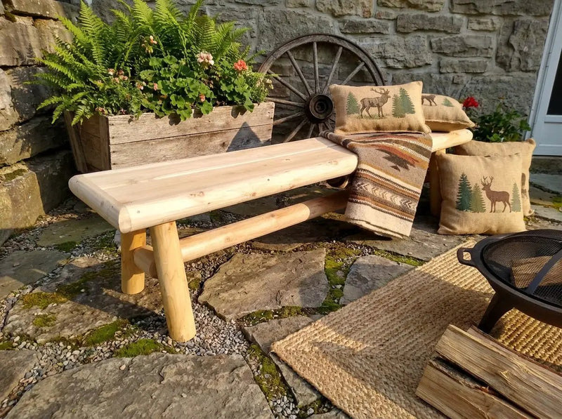 Handmade Solid Wooden Bench by Cedar Creek Rustic Furniture