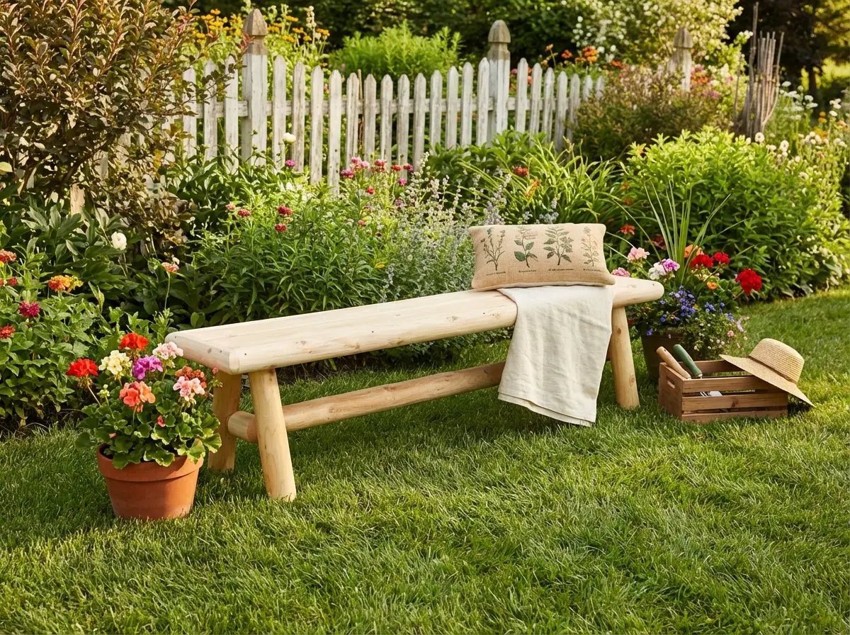 Handmade Solid Wooden Bench by Cedar Creek Rustic Furniture