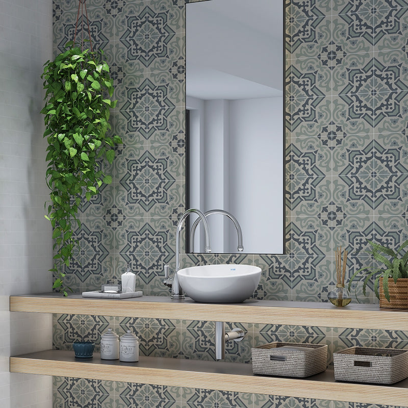 Handmade Teal Honed Cement Tiles 8x8 Cement Honed 8x8 Tiles