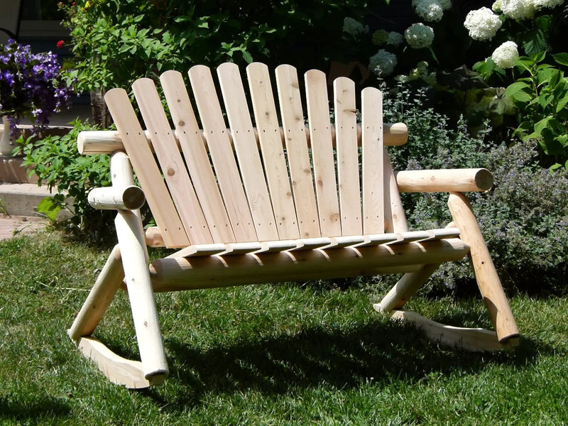 Rocking Outdoor Wooden Bench by Cedar Creek Rustic Furniture