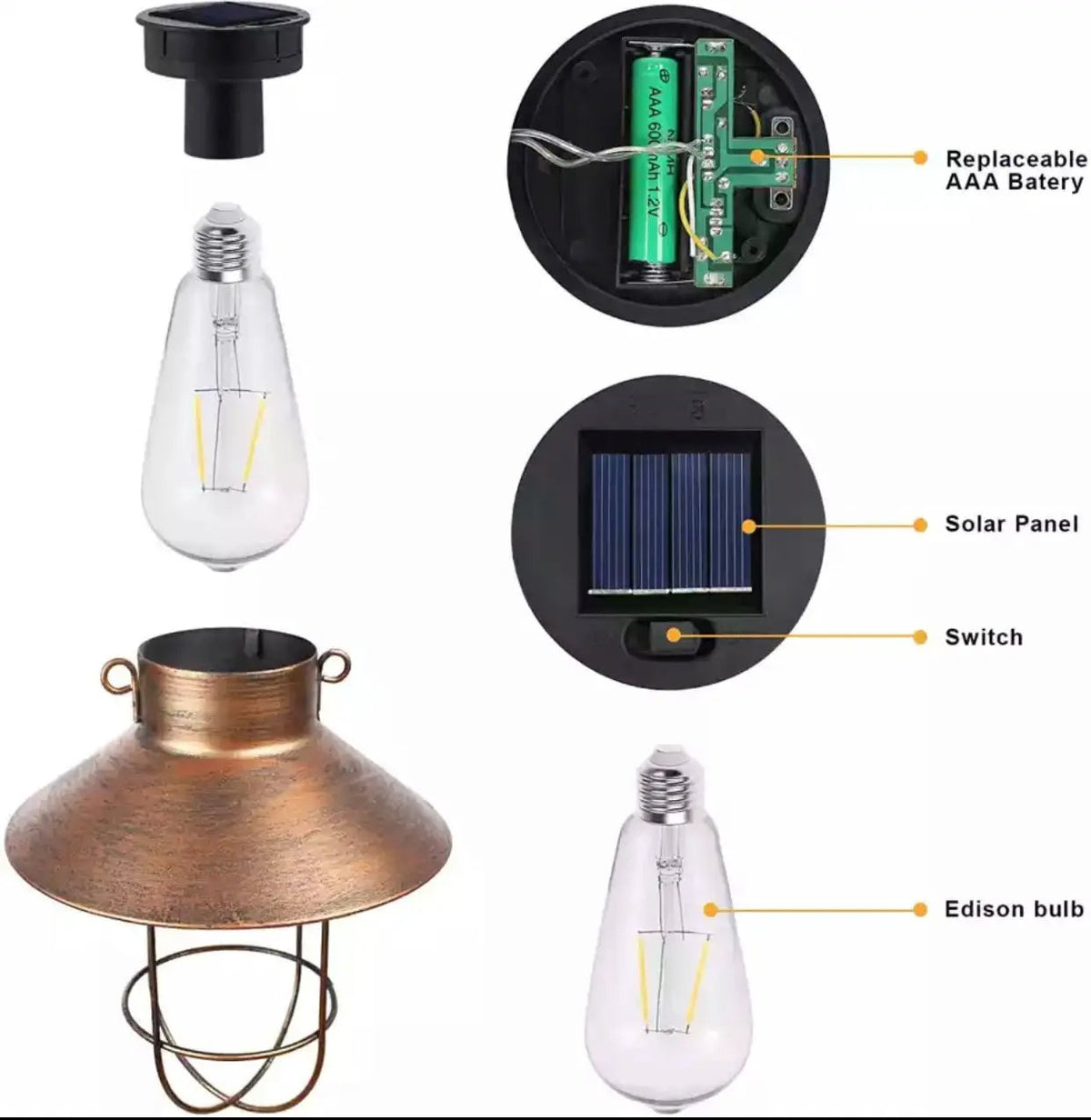 Hanging Solar Lantern with Shepherd Hook 31 Inch by Outdoor Solar Outlet