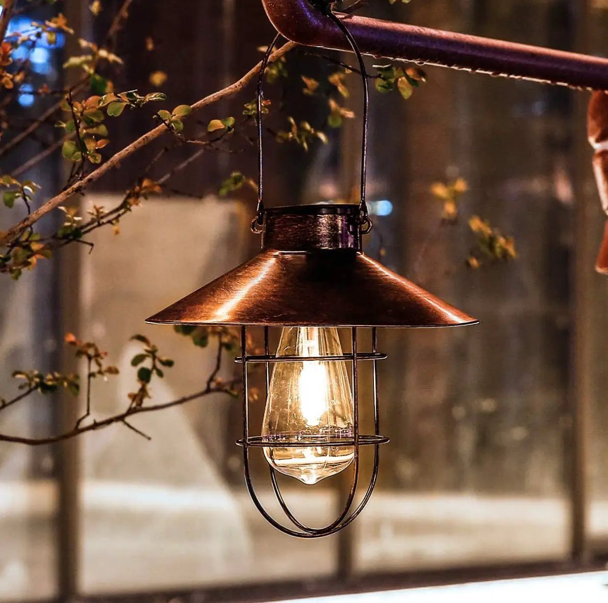 Hanging Solar Lantern with Shepherd Hook 31 Inch by Outdoor Solar Outlet