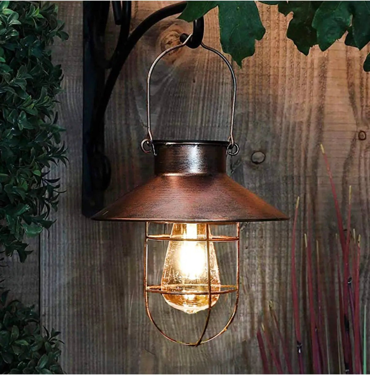 Hanging Solar Lantern with Shepherd Hook 31 Inch by Outdoor Solar Outlet