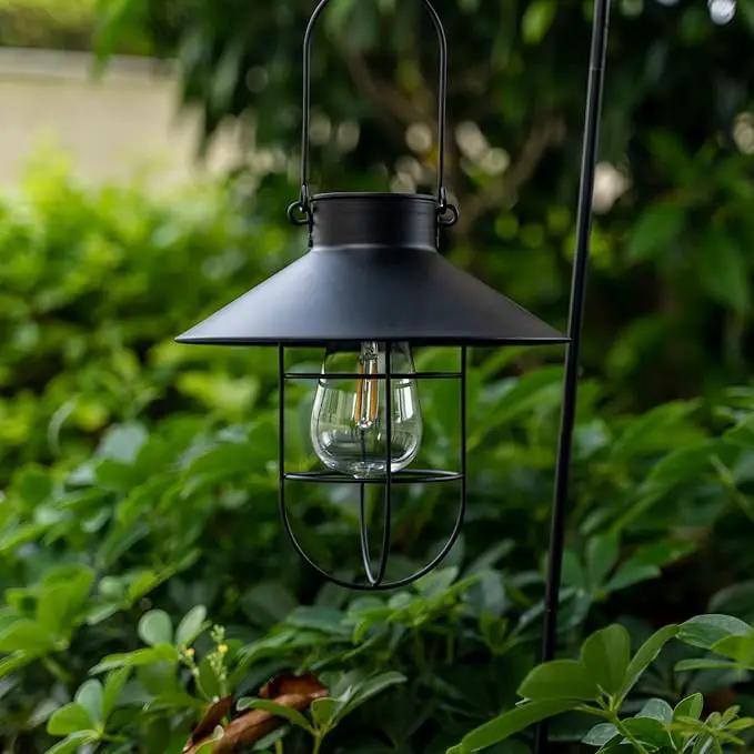 Hanging Solar Lantern with Shepherd Hook 31 Inch by Outdoor Solar Outlet