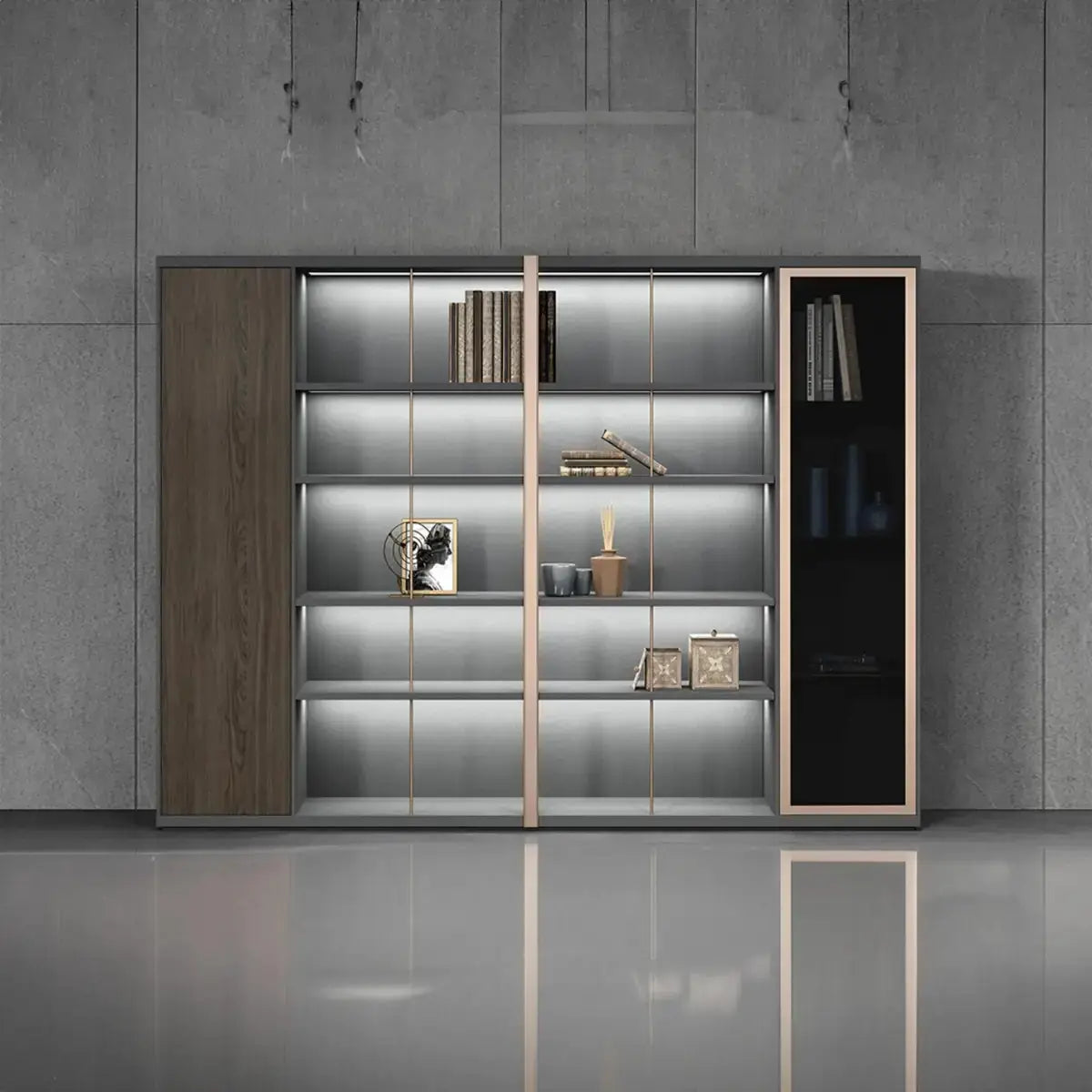 Keats · Office Library Shelves w/ Lighting, Suit Closet & Storage by Arc Grove
