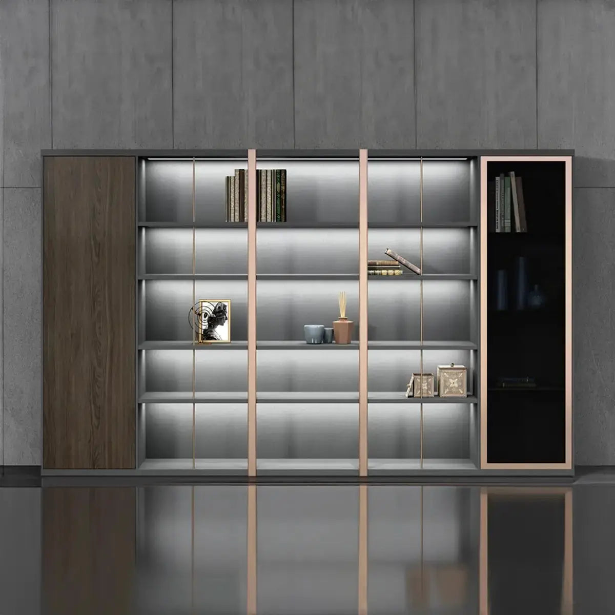 Keats · Office Library Shelves w/ Lighting, Suit Closet & Storage by Arc Grove