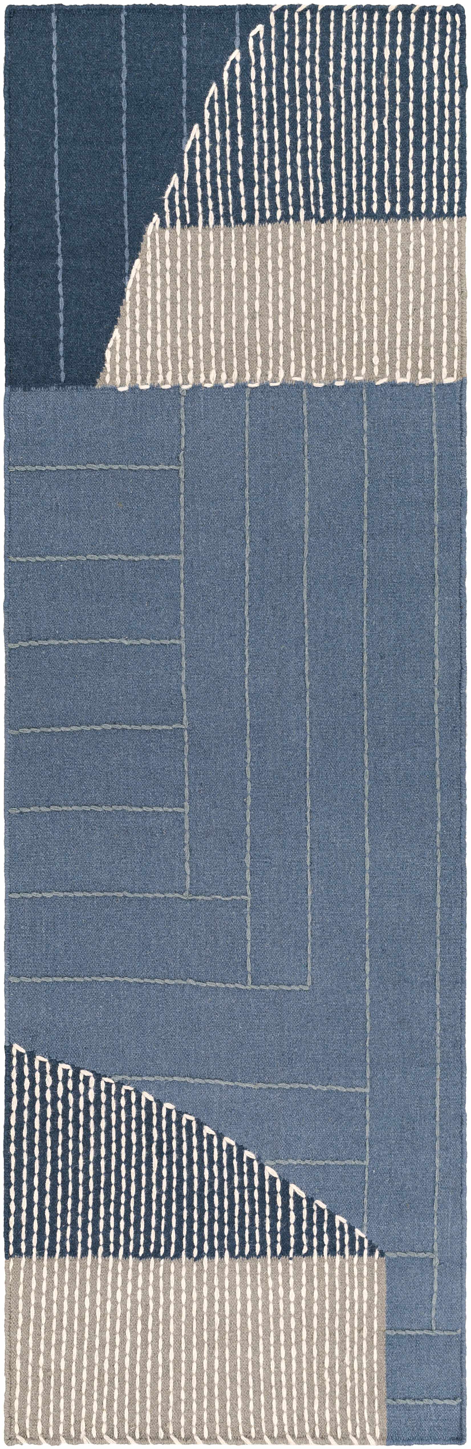 Blue Hanwood Wool Blend Braided Area Rug - Clearance by Boutique Rugs