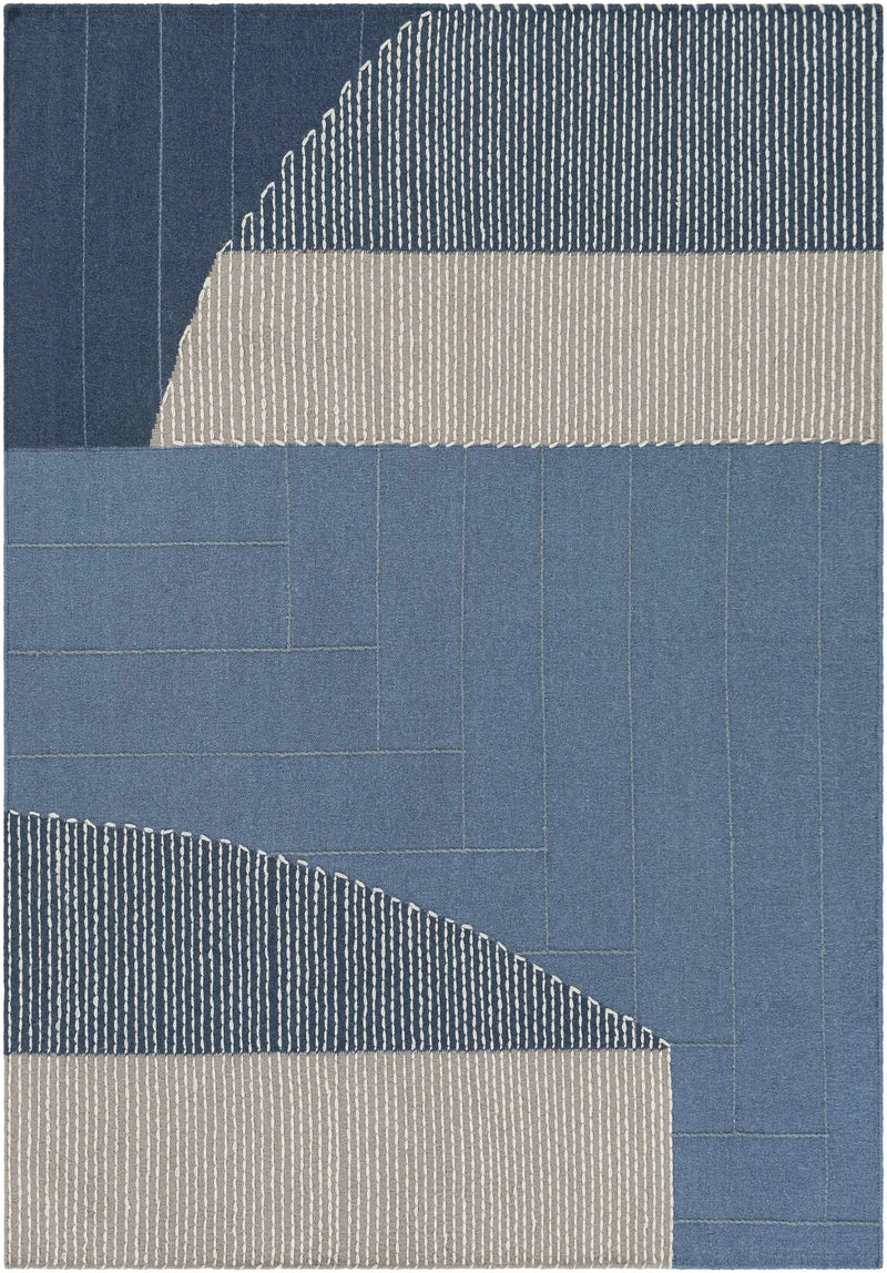 Blue Hanwood Wool Blend Braided Area Rug - Clearance by Boutique Rugs