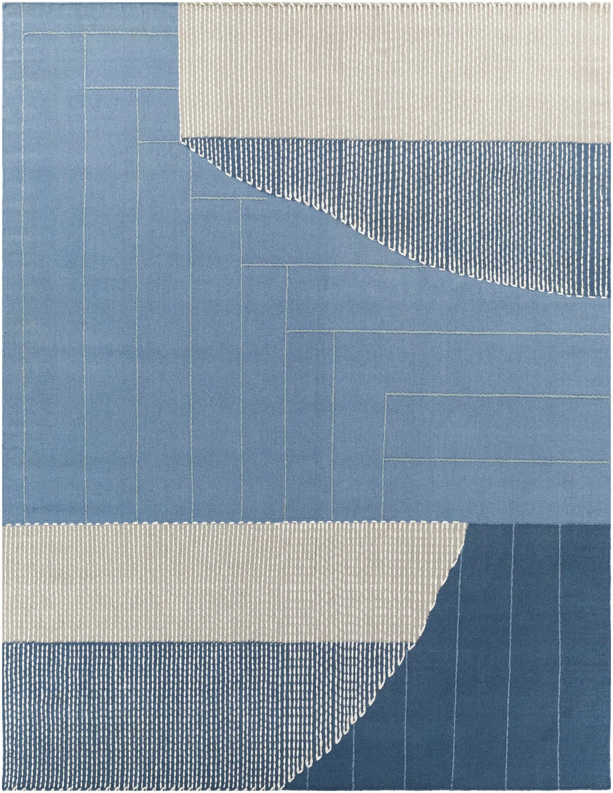 Blue Hanwood Wool Blend Braided Area Rug - Clearance by Boutique Rugs