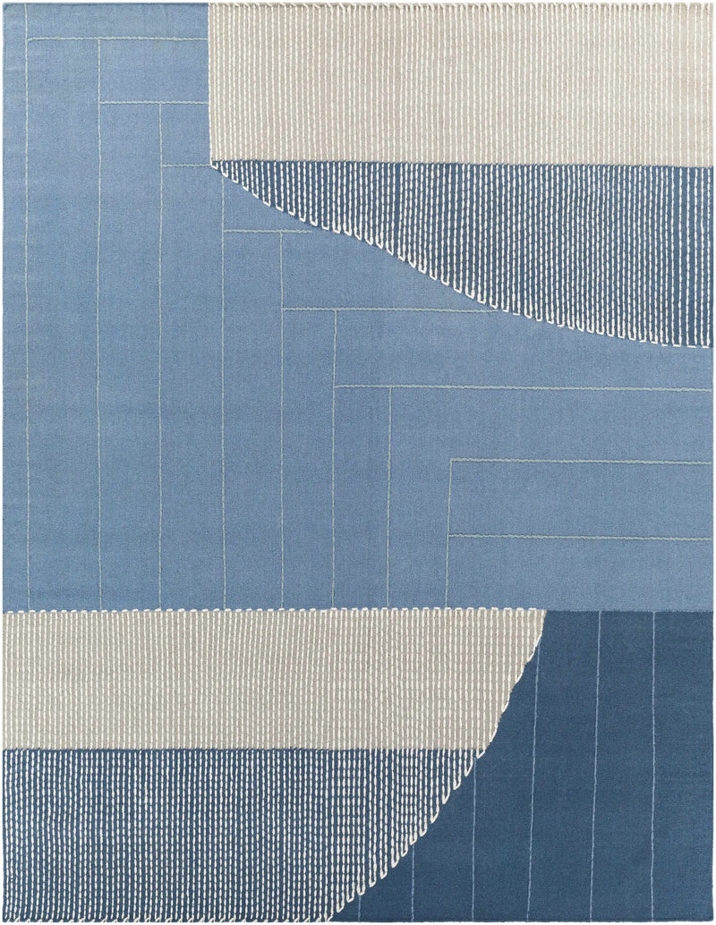 Blue Hanwood Wool Blend Braided Area Rug - Clearance by Boutique Rugs