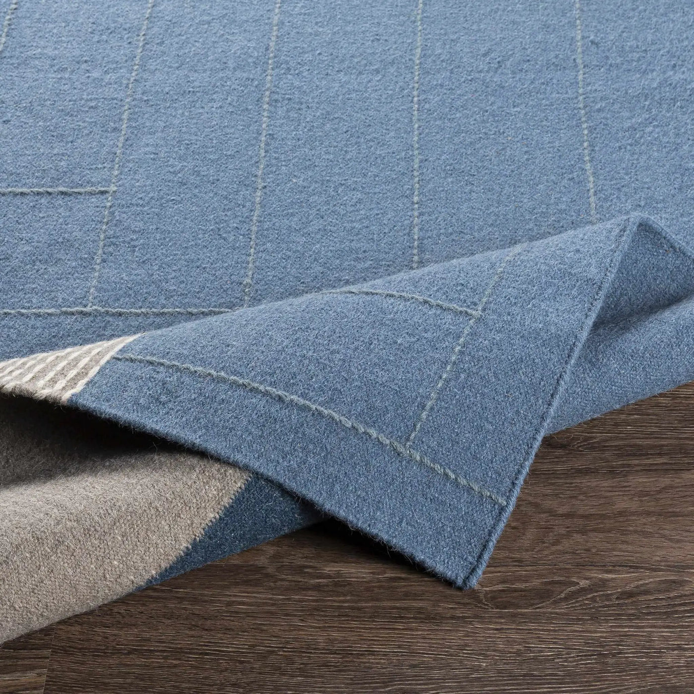 Blue Hanwood Wool Blend Braided Area Rug - Clearance by Boutique Rugs