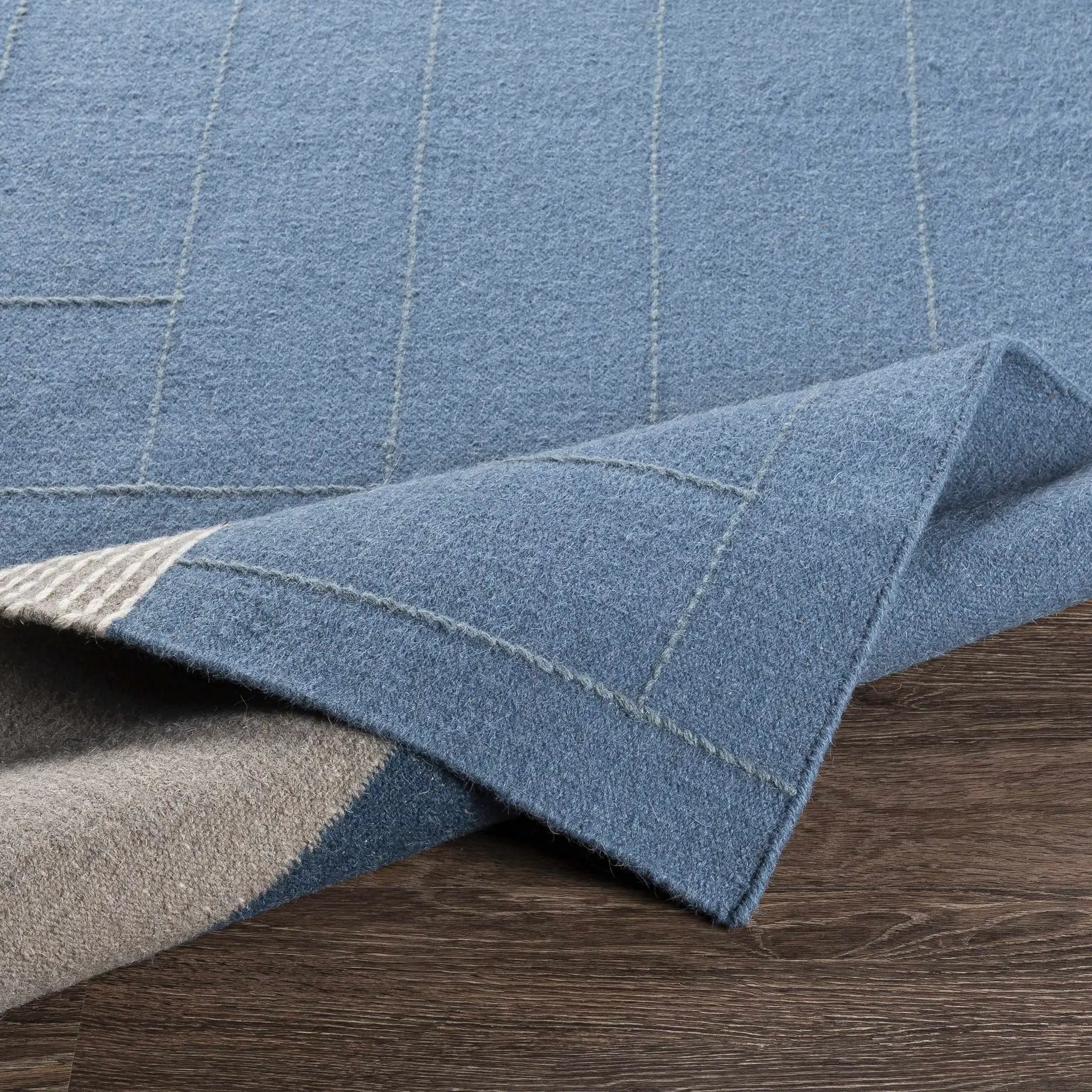 Blue Hanwood Wool Blend Braided Area Rug - Clearance by Boutique Rugs