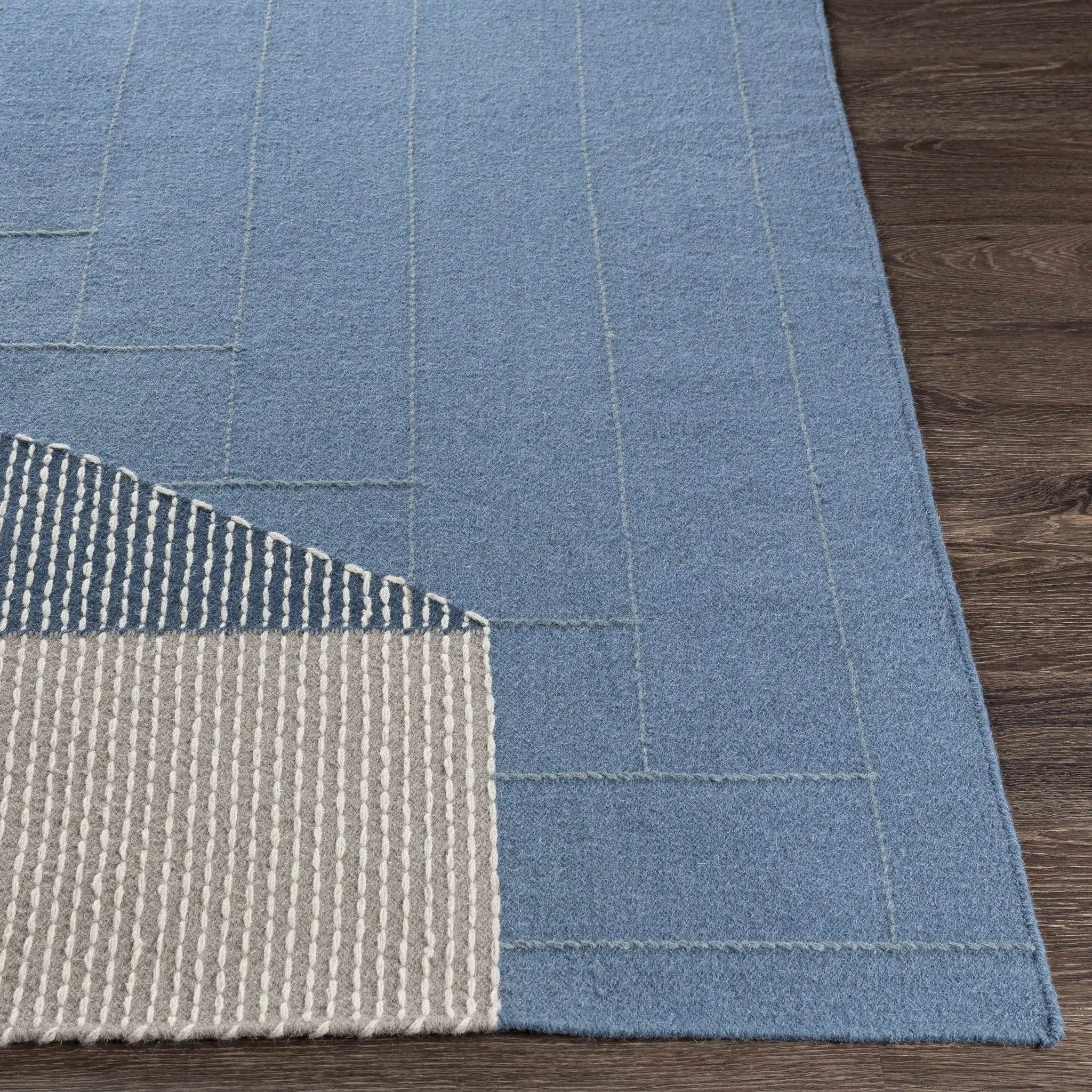 Blue Hanwood Wool Blend Braided Area Rug - Clearance by Boutique Rugs