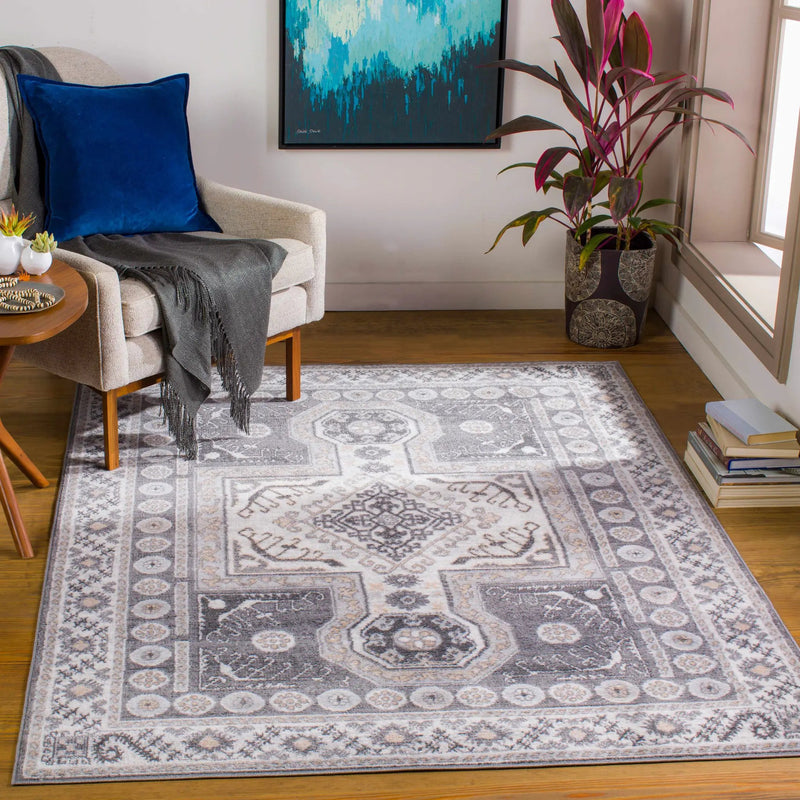 Harrah Gray Cross Rug - Clearance by Boutique Rugs