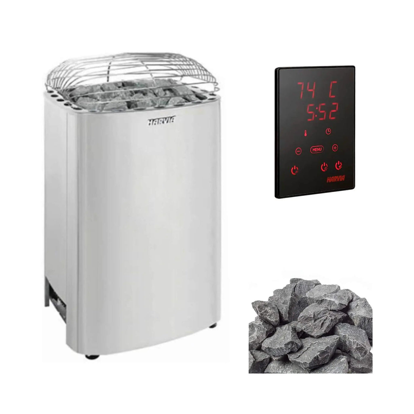 Harvia Club Deluxe Stainless Steel Electric Sauna Heater With Digital Control & Sauna Stones [HRKGU] (SAK27619) by SAKSBY WHOLESALE