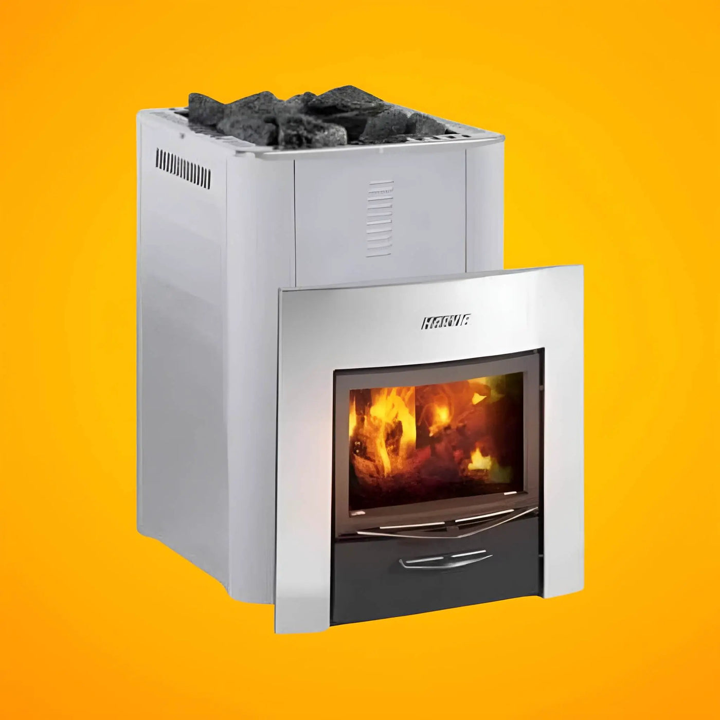 Harvia Duo Series Stainless Steel Wood Sauna Stove With Sauna Stones [WK200SLUX/WK360SLUX] (SAK68420) by SAKSBY WHOLESALE