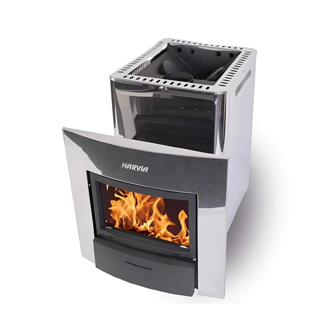 Harvia Duo Series Stainless Steel Wood Sauna Stove With Sauna Stones [WK200SLUX/WK360SLUX] (SAK68420) by SAKSBY WHOLESALE