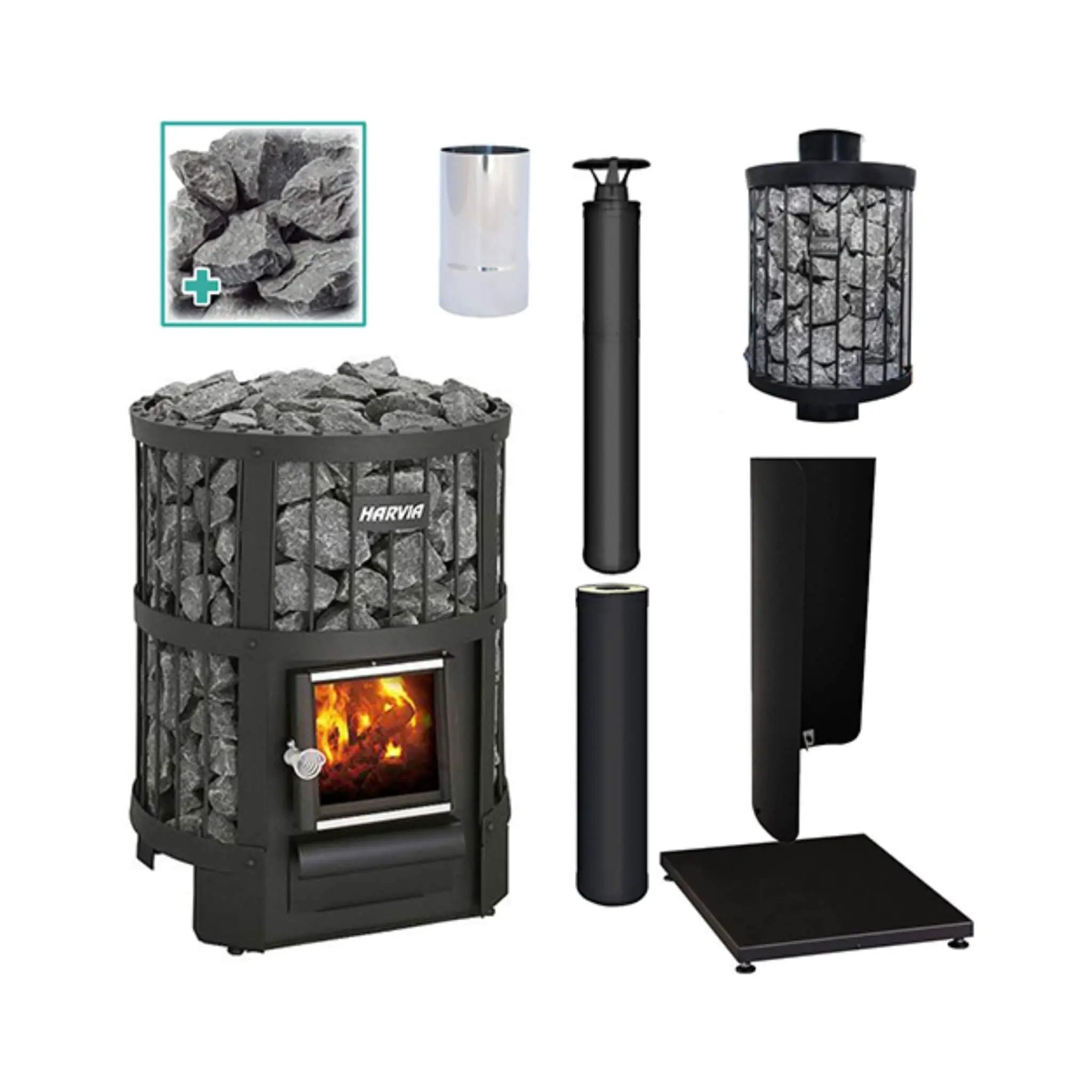 Harvia Legend 150 BK 16kW Wood Burning Sauna Stove Package [LGND-PKG-B