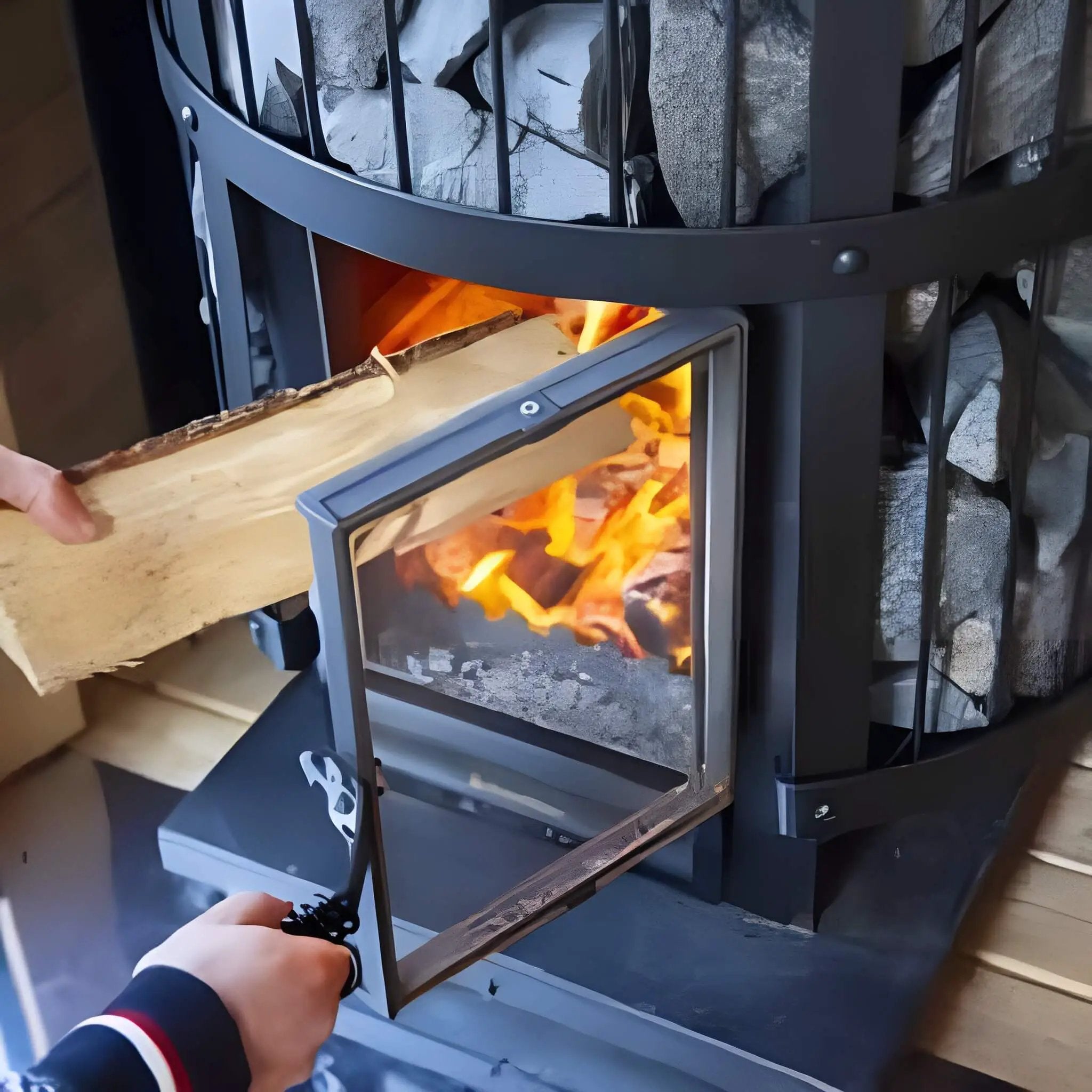 Harvia GreenFlame Legend 240 Wood Sauna Stove With Sauna Stones, 15.9KW [WK200LD] (SAK84935) by SAKSBY WHOLESALE