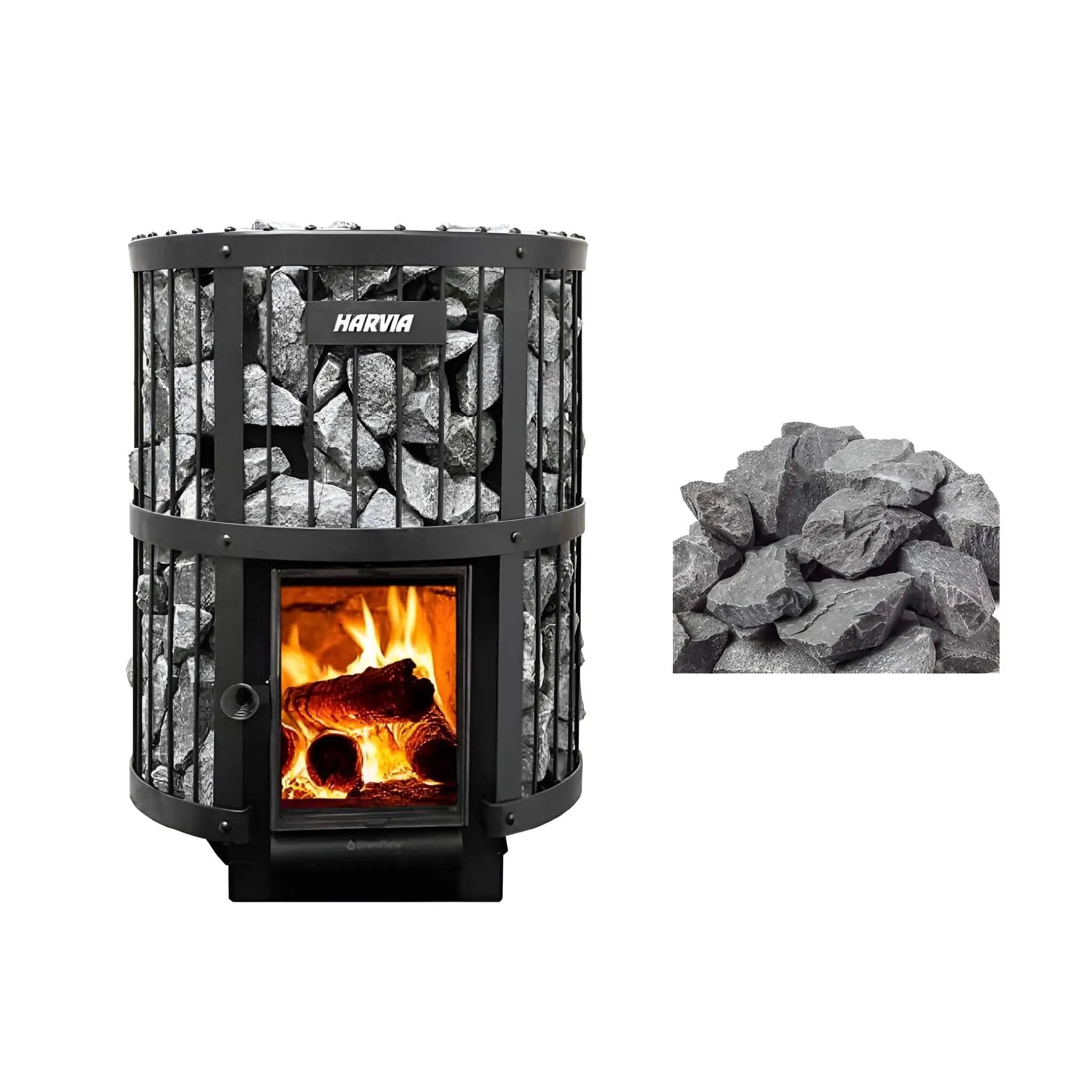 Harvia GreenFlame Legend 240 Wood Sauna Stove With Sauna Stones, 15.9KW [WK200LD] (SAK84935) by SAKSBY WHOLESALE