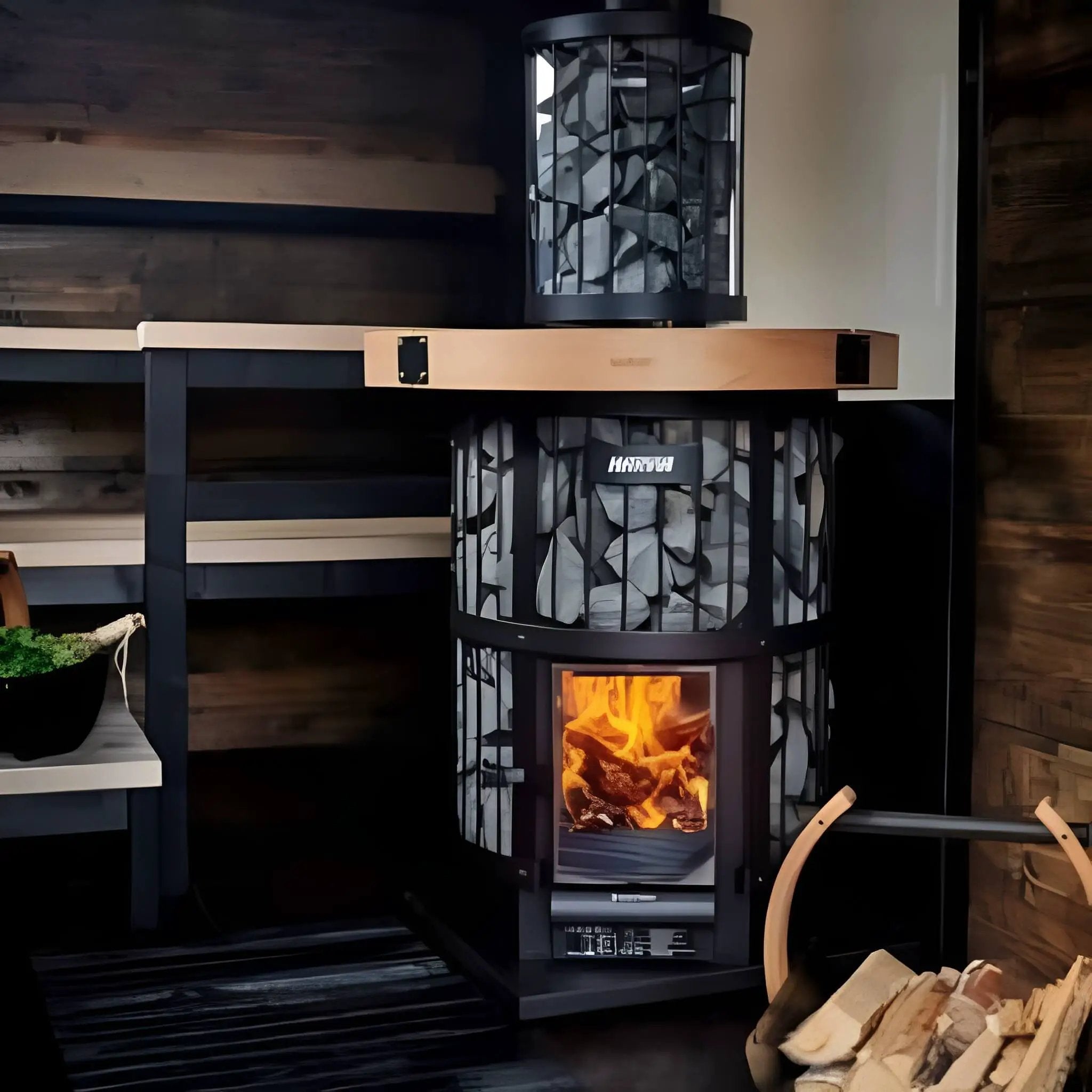 Harvia GreenFlame Legend 240 Wood Sauna Stove With Sauna Stones, 15.9KW [WK200LD] (SAK84935) by SAKSBY WHOLESALE
