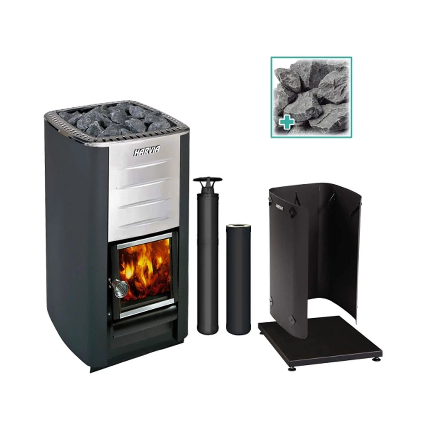 Harvia M3 16.5KW Premium Wood-Burning Sauna Stove Kit [M3 SS PKG] (SAK19523) by SAKSBY WHOLESALE