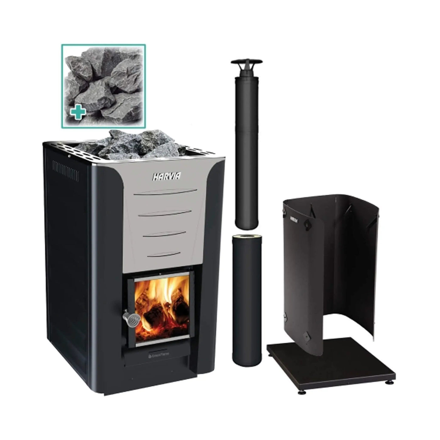 Harvia Pro 20 Premium Wood-Burning Sauna Heater Stove Package [PRO20-PKG] (SAK15748) by SAKSBY WHOLESALE