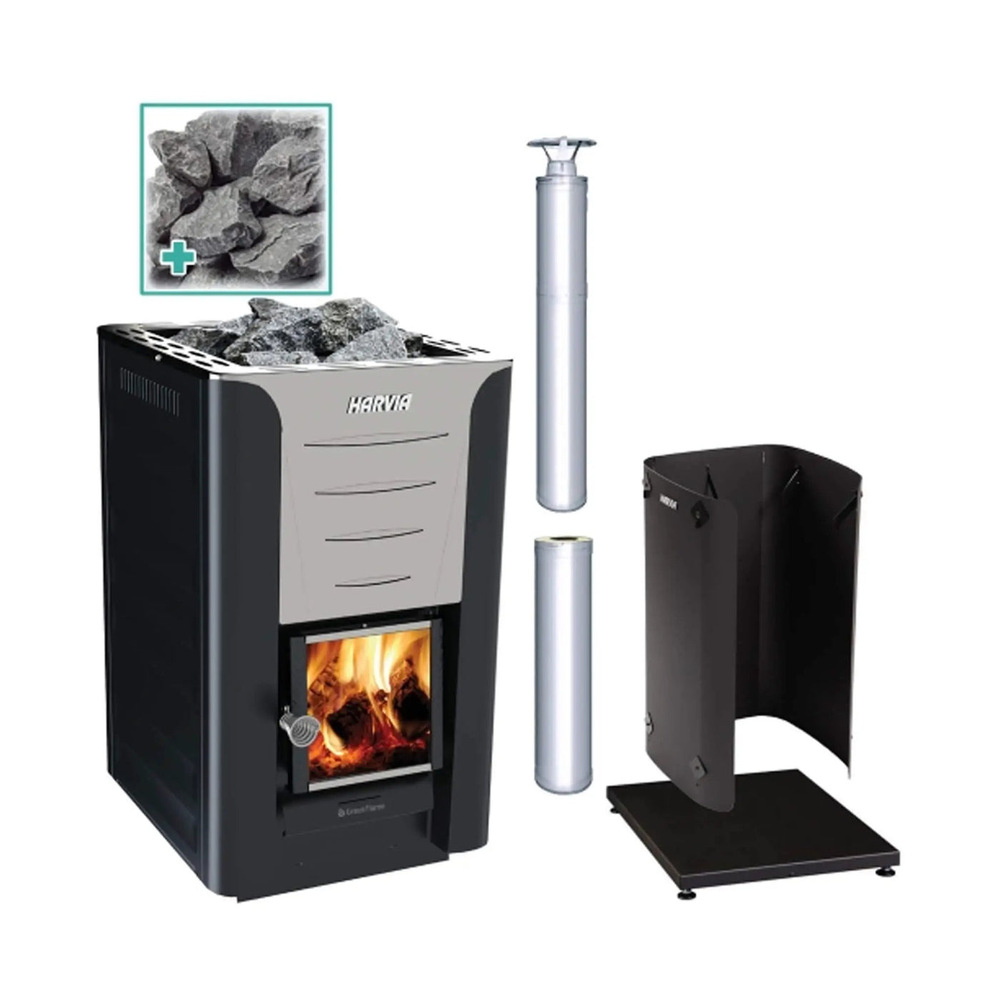 Harvia Pro 20 Premium Wood-Burning Sauna Heater Stove Package [PRO20-PKG] (SAK15748) by SAKSBY WHOLESALE