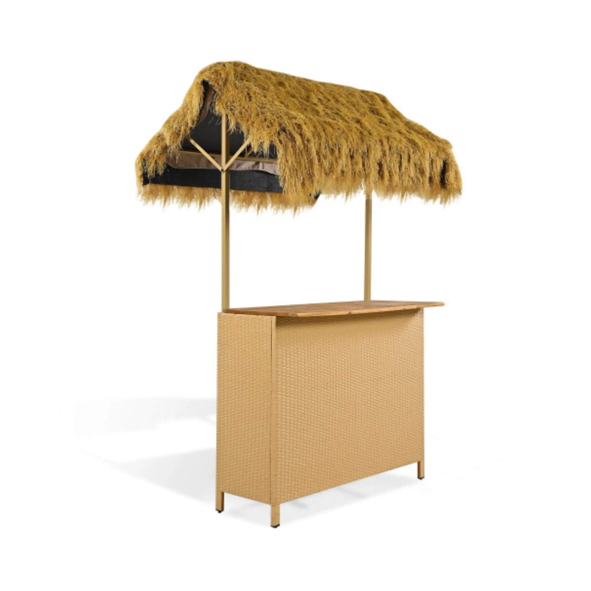 Alora 3-Piece Hawaiian Bar-Height Patio Set With Grass Canopy And Stools (SAK63047) by SAKSBY WHOLESALE