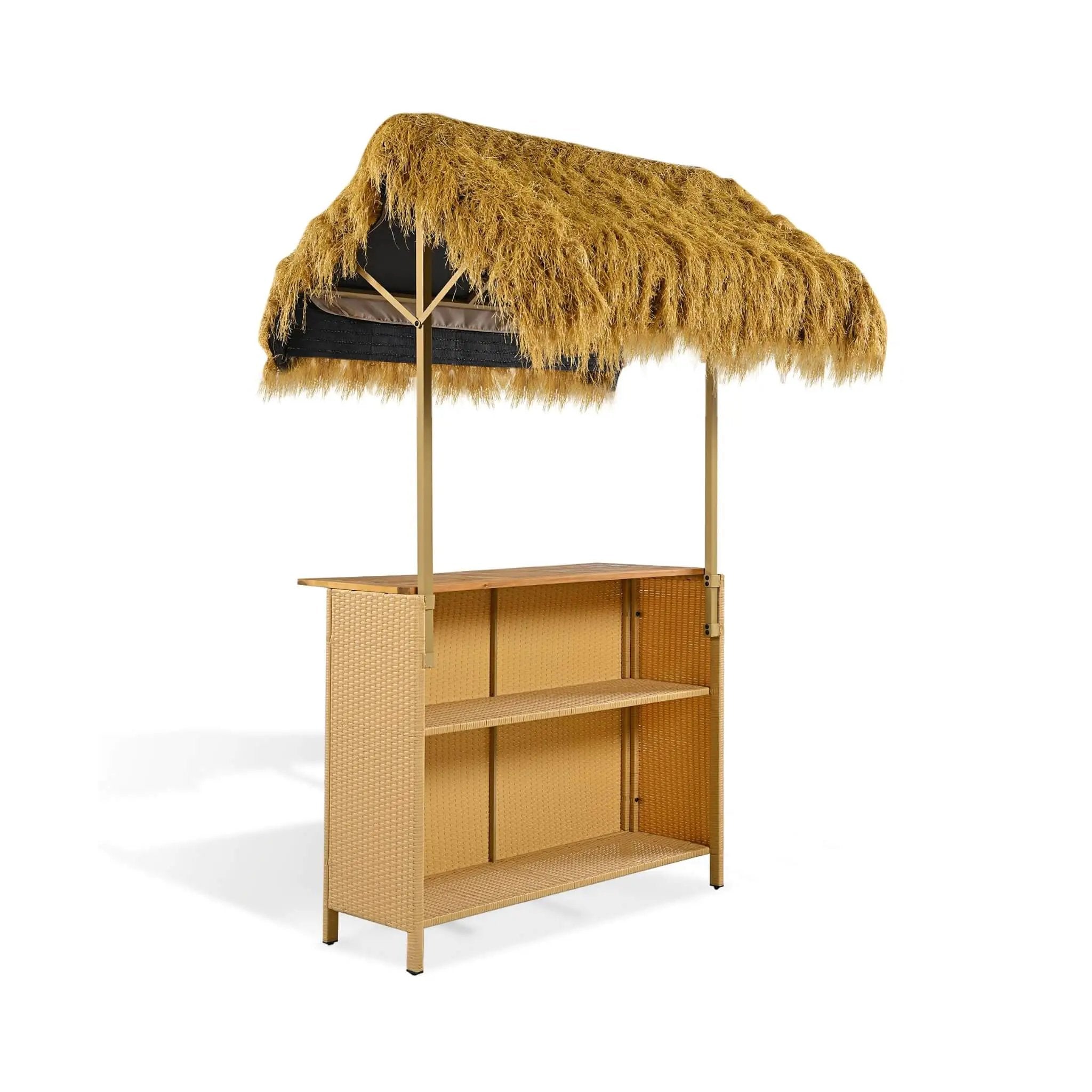 Alora 3-Piece Hawaiian Bar-Height Patio Set With Grass Canopy And Stools (SAK63047) by SAKSBY WHOLESALE