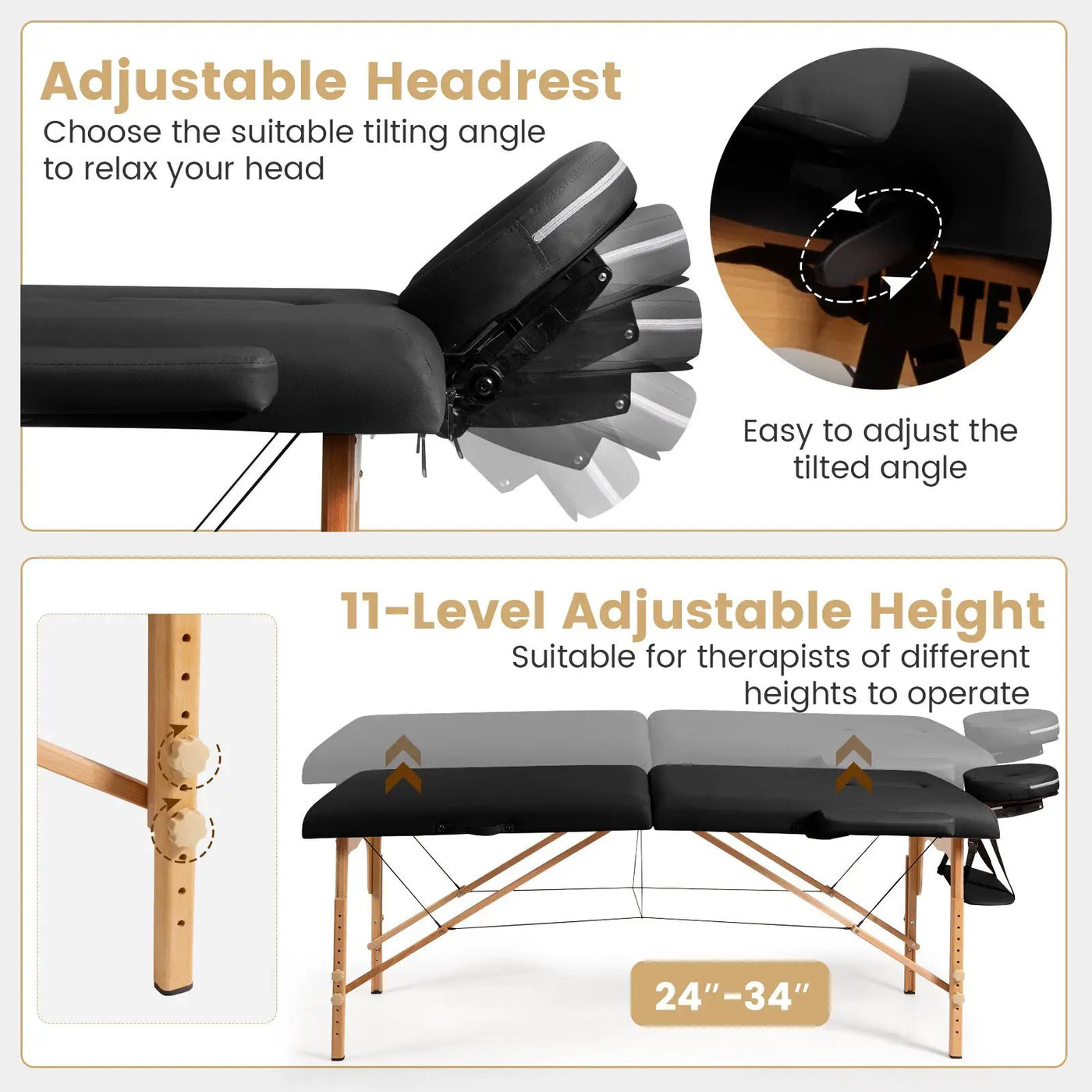 Portable Adjustable Facial Spa Bed with Carry Case by DirectDeals