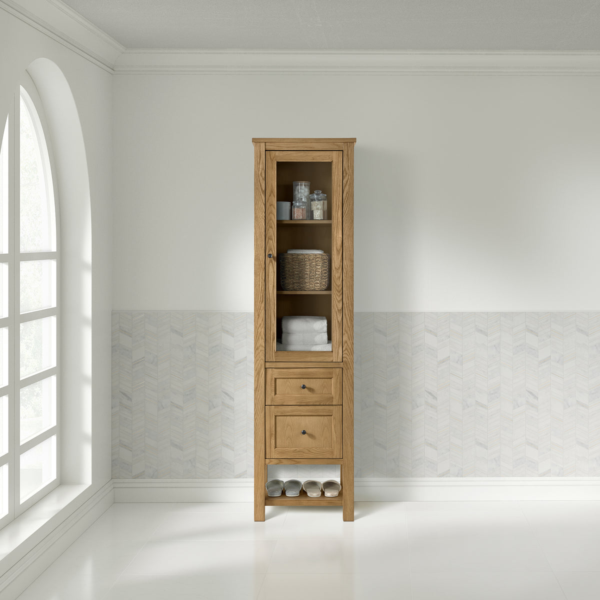 James Martin Breckenridge Linen Cabinet, Light Natural Oak, view 3