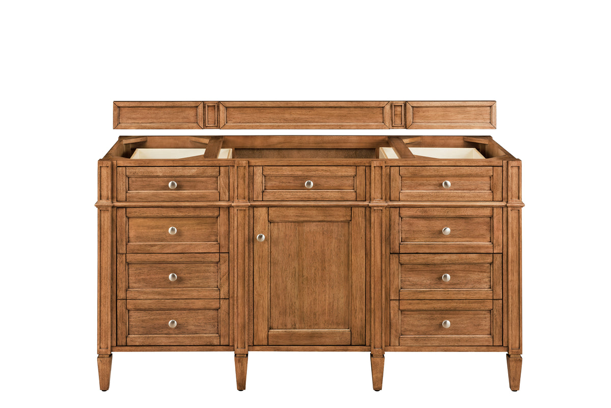 James Martin Brittany 60" Single Bathroom Vanity, Saddle Brown, cabinet without a countertop