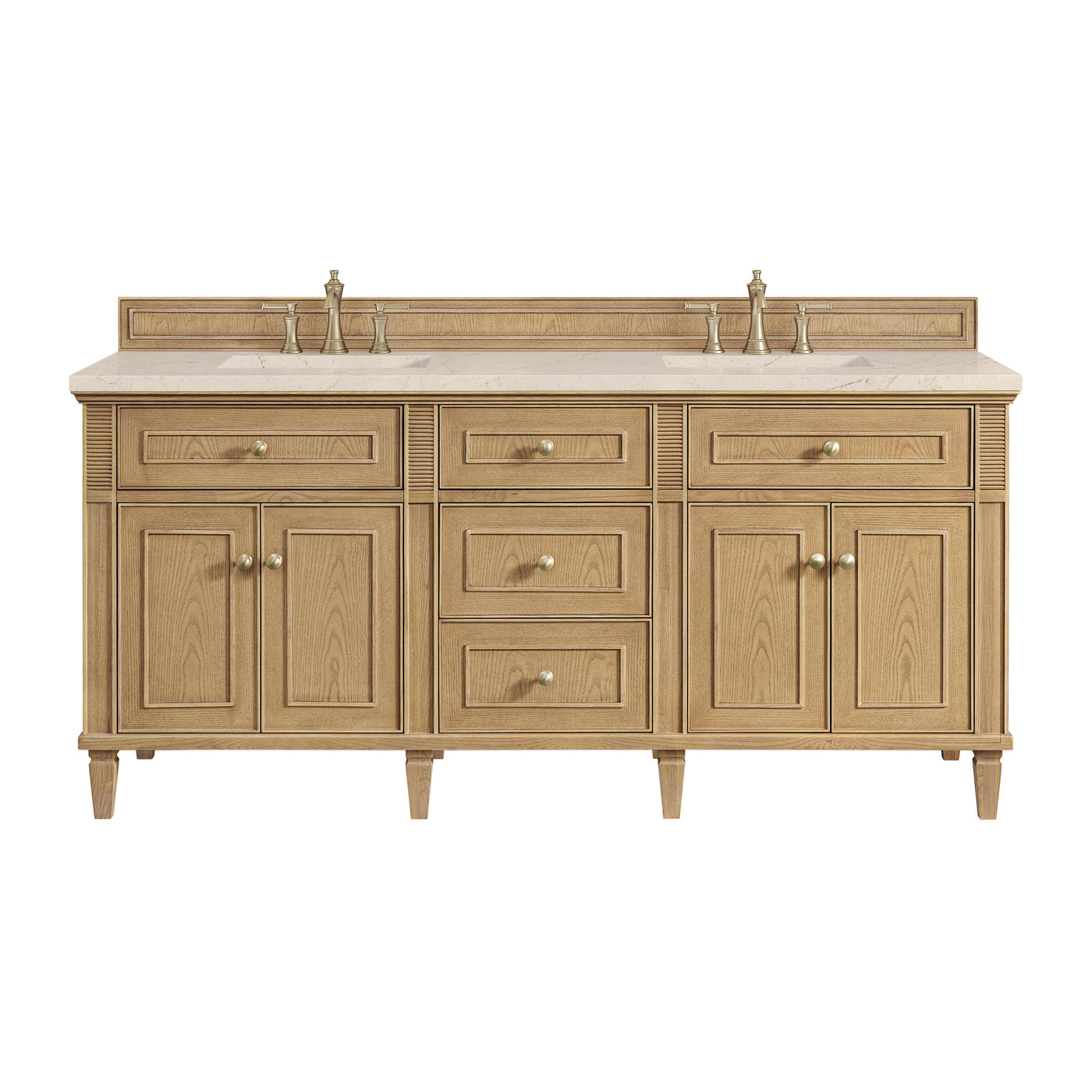 James Martin Lorelai 72" Double Bathroom Vanity, Light Natural Oak with Eternal Marfil countertop