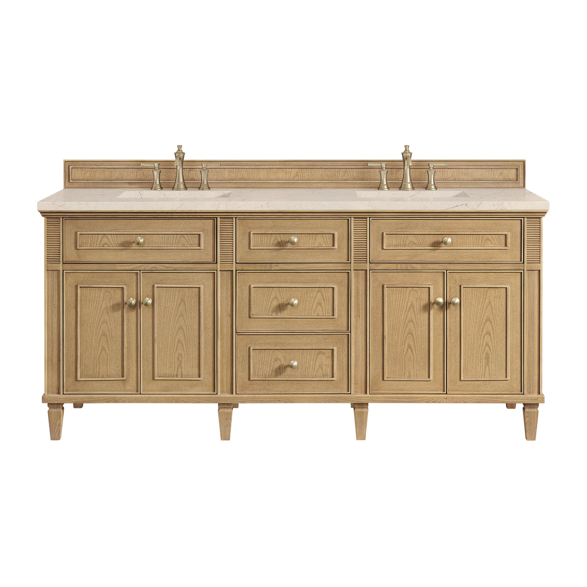 James Martin Lorelai 72" Double Bathroom Vanity, Light Natural Oak with Eternal Marfil countertop