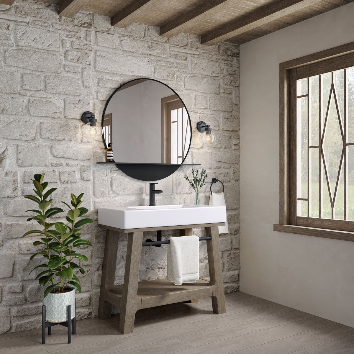 James Martin Auburn 36" Single Console Vanity, Weathered Timber, view 7