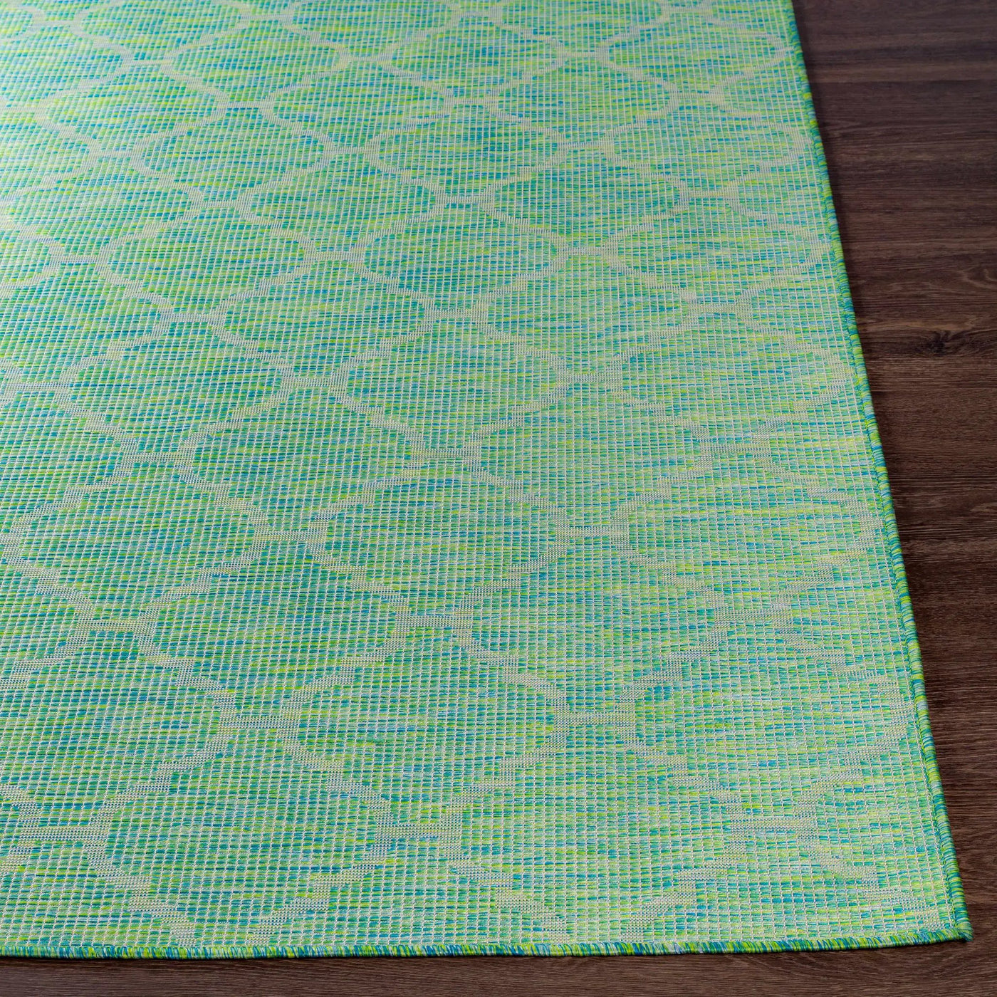 Unique Outdoor Trellis Area Rug, Lime Green - Clearance by Boutique Rugs