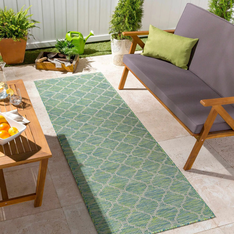 Unique Outdoor Trellis Area Rug, Lime Green - Clearance by Boutique Rugs