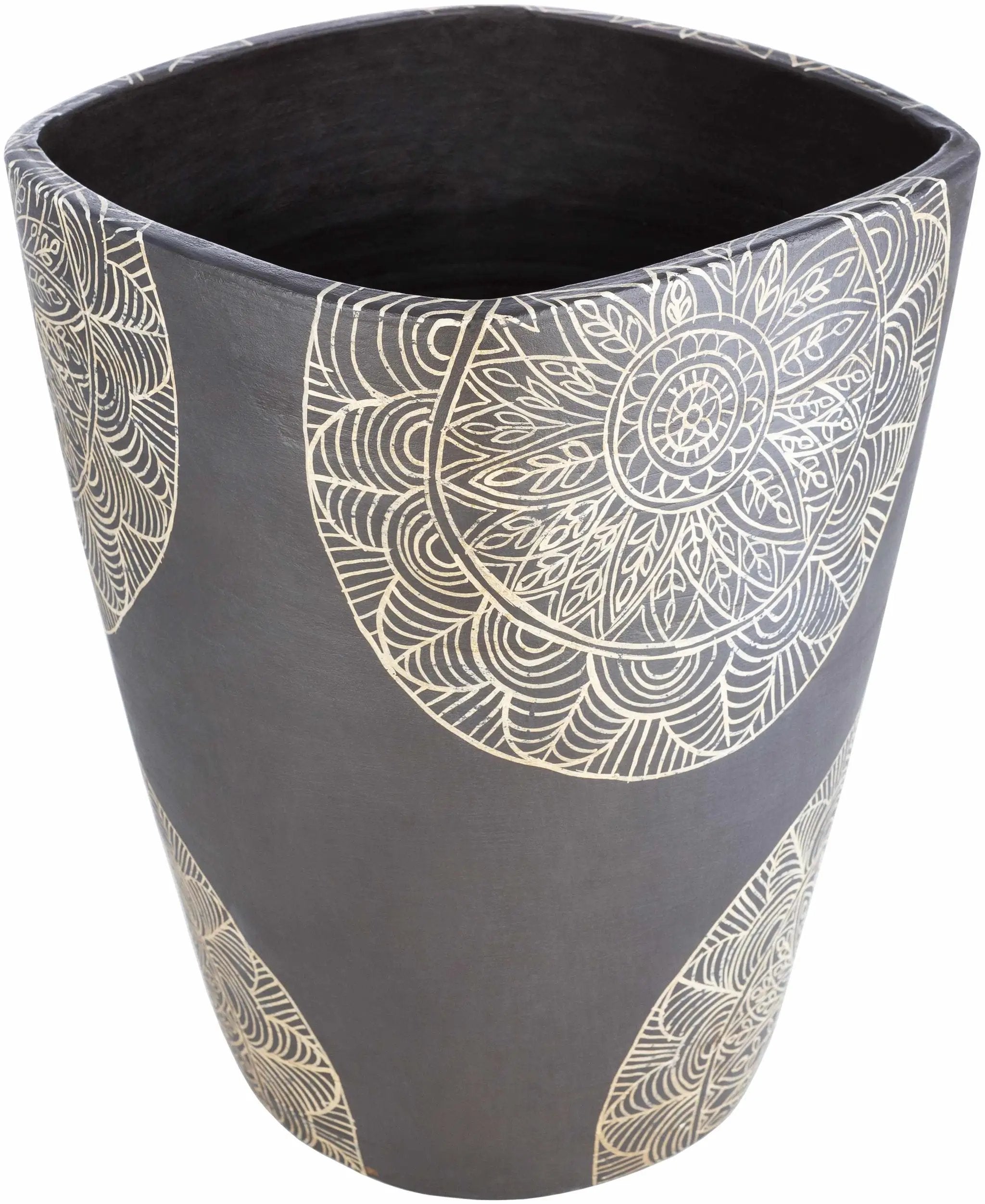 Hearst Terracotta Geometric Black Planter - Clearance by Boutique Rugs