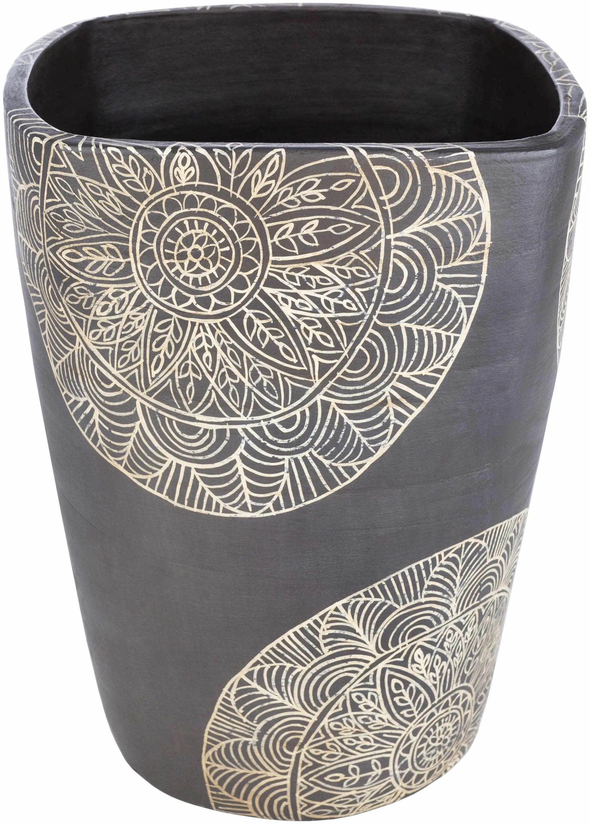 Hearst Terracotta Geometric Black Planter - Clearance by Boutique Rugs