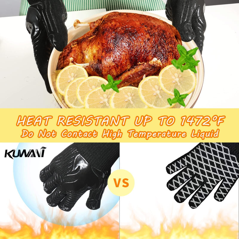 Heat Resistant BBQ Gloves with Silicone Grip - Black, photo 5 of 6