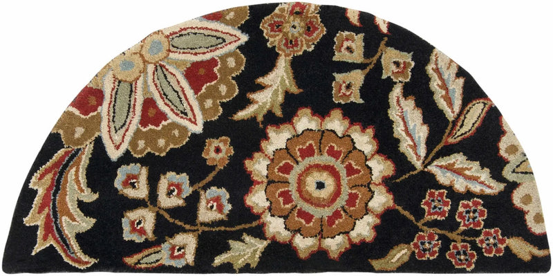 Heaters Black Floral Wool Carpet by Boutique Rugs