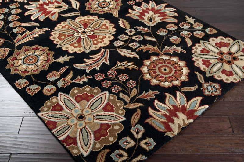 Heaters Black Floral Wool Carpet by Boutique Rugs