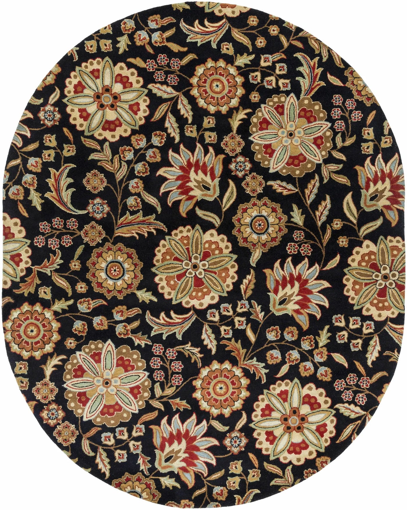 Heaters Black Floral Wool Carpet by Boutique Rugs