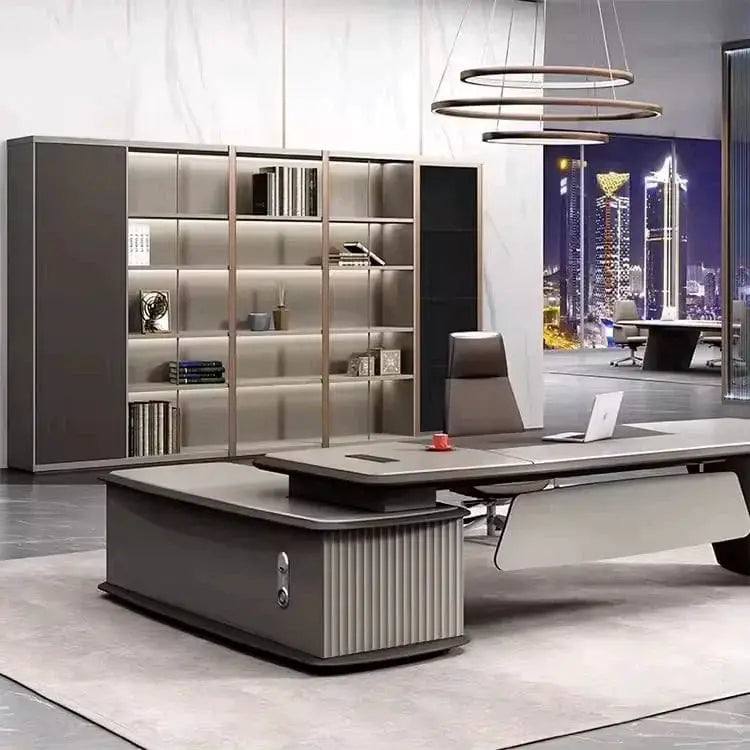 Langford · Office Shelves w/ Lighting & Wardrobe Storage by Arc Grove