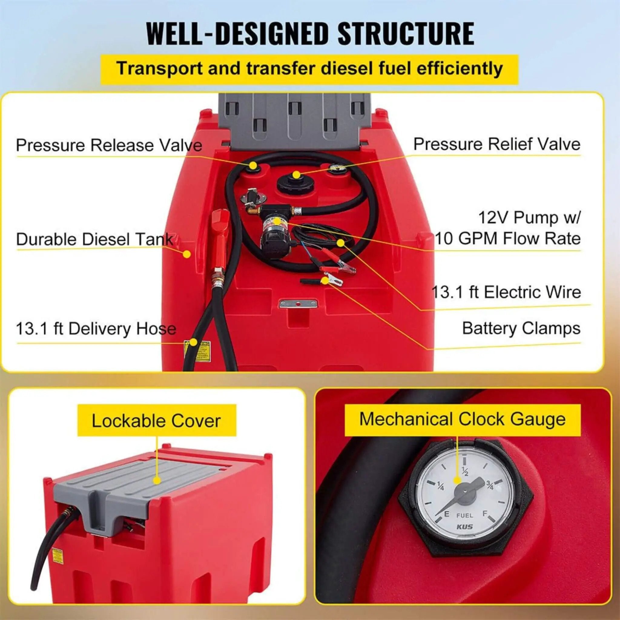 Heavy-Duty 116 Gal Portable Diesel Fuel Transfer Tank With Automatic Pump & Hose (SAK77594) by SAKSBY WHOLESALE
