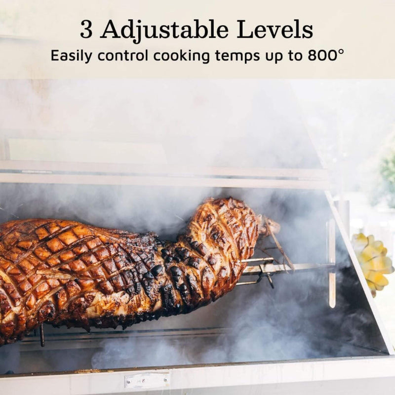Heavy-Duty Commercial 125 LB Portable Electric Stainless Steel Hooded BBQ Rotisserie Grill With Viewing Window (SAK31975) by SAKSBY WHOLESALE